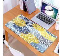 KDWJS Tappetino per mouse XXL Speed Gaming - 90x40 cm - XXL Mousepad - base antiscivolo - migliora la precisione e la velocità - fiori geometrici blu e gialli, il design decorativo moderno è lui e Sa