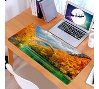 KDWJS Tappetino per mouse XXL Speed Gaming - 90x40 cm - XXL Mousepad - base antiscivolo - migliora la precisione e la velocità - Scena autunnale del fiume, un pittoresco ponte di pietra, adagiato sul