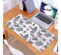 KDWJS Tappetino per mouse XXL Speed Gaming - 90x40 cm - XXL Mousepad - base antiscivolo - migliora la precisione e la velocità - Modello senza cuciture di Londra con cabina telefonica schizzo Big Ben