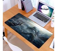 KDWJS Tappetino per mouse XXL Speed Gaming - 90x40 cm - XXL Mousepad - base antiscivolo - migliora la precisione e la velocità - Tema nautico, un pirata senza paura affronta il favoloso mostro marino