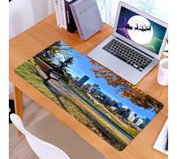KDWJS Tappetino per mouse XXL Speed Gaming - 90x40 cm - XXL Mousepad - base antiscivolo - migliora la precisione e la velocità - Città, panchina del parco con vista sullo skyline di Calgary, Alberta