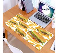 KDWJS Tappetino per mouse XXL Speed Gaming - 90x40 cm - XXL Mousepad - base antiscivolo - migliora la precisione e la velocità - Copriletto con patatine fritte e hamburger 3D, hamburger gigante, 3 pe