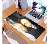 KDWJS Tappetino per mouse XXL Speed Gaming - 90x40 cm - XXL Mousepad - base antiscivolo - migliora la precisione e la velocità - Luna misteriosa, affascinante luna dorata e sfere d'argento sul mare r