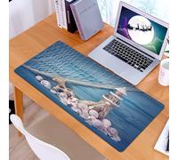 KDWJS Tappetino per mouse XXL Speed Gaming - 90x40 cm - XXL Mousepad - base antiscivolo - migliora la precisione e la velocità - Decorazione di vita marina su sfondo blu trasandato