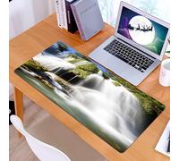 KDWJS Tappetino per mouse XXL Speed Gaming - 90x40 cm - XXL Mousepad - base antiscivolo - migliora la precisione e la velocità - Cascata, maestosa cascata che scorre sulle rocce della scogliera in un