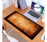 KDWJS Tappetino per mouse XXL Speed Gaming - 90x40 cm - XXL Mousepad - base antiscivolo - migliora la precisione e la velocità - Una mappa invecchiata con una linea tratteggiata e una rosa dei venti