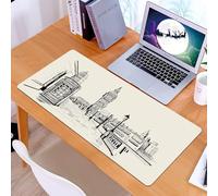 KDWJS Tappetino per mouse XXL Speed Gaming - 90x40 cm - XXL Mousepad - base antiscivolo - migliora la precisione e la velocità - Moderna, scena di Londra con il monumento del Big Ben in stile schizzo