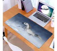 KDWJS Tappetino per mouse XXL Speed Gaming - 90x40 cm - XXL Mousepad - base antiscivolo - migliora la precisione e la velocità - Un cavallo arabo grigio di razza pura galoppa in una tempesta di neve