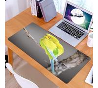 KDWJS Tappetino per mouse XXL Speed Gaming - 90x40 cm - XXL Mousepad - base antiscivolo - migliora la precisione e la velocità - Parrocchetto giallo su un ramo di pappagallo ondulato
