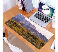 KDWJS Tappetino per mouse XXL Speed Gaming - 90x40 cm - XXL Mousepad - base antiscivolo - migliora la precisione e la velocità - Saguaro Cactus Set, paesaggio desertico dell'Ariozona con cactus e mon