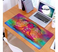 KDWJS Tappetino per mouse XXL Speed Gaming - 90x40 cm - XXL Mousepad - base antiscivolo - migliora la precisione e la velocità - Yoga, Punti Chakra Colorati Padmasana, Respiro
