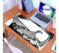 KDWJS Tappetino per mouse XXL Speed Gaming - 90x40 cm - XXL Mousepad - base antiscivolo - migliora la precisione e la velocità - Nave nordica e vichinga che naviga su onde vorticose Arte tematica sul
