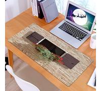 KDWJS Tappetino per mouse XXL Speed Gaming - 90x40 cm - XXL Mousepad - base antiscivolo - migliora la precisione e la velocità - Vecchia finestra toscana in un vecchio muro di pietra con fiori Pienza