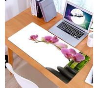 KDWJS Tappetino per mouse XXL Speed Gaming - 90x40 cm - XXL Mousepad - base antiscivolo - migliora la precisione e la velocità - Orchidee maculate, bambù e pietre, orchidee maculate, bambù verde e ci