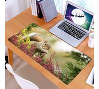 KDWJS Tappetino per mouse XXL Speed Gaming - 90x40 cm - XXL Mousepad - base antiscivolo - migliora la precisione e la velocità - Lo scoiattolo si gode il cibo in un ambiente fiorito, lo scoiattolo ha