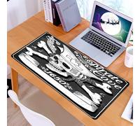 KDWJS Tappetino per mouse XXL Speed Gaming - 90x40 cm - XXL Mousepad - base antiscivolo - migliora la precisione e la velocità - Lavagna con bandiera nera vintage della Baia dei Pirati. Set di tatuag