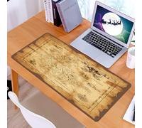 KDWJS Tappetino per mouse XXL Speed Gaming - 90x40 cm - XXL Mousepad - base antiscivolo - migliora la precisione e la velocità - Set di mappe dell'isola, mappa del tesoro dei pirati rustica e grunge,
