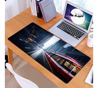 KDWJS Tappetino per mouse XXL Speed Gaming - 90x40 cm - XXL Mousepad - base antiscivolo - migliora la precisione e la velocità - Tram che viaggia in città, strade cittadine che viaggiano sotto la pio
