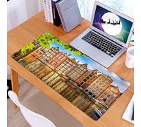KDWJS Tappetino per mouse XXL Speed Gaming - 90x40 cm - XXL Mousepad - base antiscivolo - migliora la precisione e la velocità - Paesaggio urbano, vecchi edifici ad Amsterdam Noord Ferry, città cultu