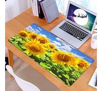 KDWJS Tappetino per mouse XXL Speed Gaming - 90x40 cm - XXL Mousepad - base antiscivolo - migliora la precisione e la velocità - Campo di girasoli, girasoli sotto il cielo azzurro, girasoli sullo sfo