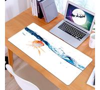 KDWJS Tappetino per mouse XXL Speed Gaming - 90x40 cm - XXL Mousepad - base antiscivolo - migliora la precisione e la velocità - Un curioso pesce rosso che sbircia sopra le onde, un pesce rosso che e
