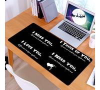 KDWJS Tappetino per mouse XXL Speed Gaming - 90x40 cm - XXL Mousepad - base antiscivolo - migliora la precisione e la velocità - Testo bianco su sfondo nero, Ti penso, Mi manchi, Ho bisogno di t