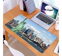 KDWJS Tappetino per mouse XXL Speed Gaming - 90x40 cm - XXL Mousepad - base antiscivolo - migliora la precisione e la velocità - concetto di turismo fotografico skyline di New York City con la Statua