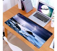 KDWJS Tappetino per mouse XXL Speed Gaming - 90x40 cm - XXL Mousepad - base antiscivolo - migliora la precisione e la velocità - Lago, Tempesta estiva Lampeggia sopra le rocce nell'oceano Incubo Tem