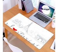 KDWJS Tappetino per mouse XXL Speed Gaming - 90x40 cm - XXL Mousepad - base antiscivolo - migliora la precisione e la velocità - Decorazione parigina, schizzo della città con scritta I Love Paris Fas