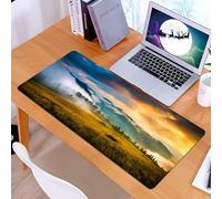 KDWJS Tappetino per mouse XXL Speed Gaming - 90x40 cm - XXL Mousepad - base antiscivolo - migliora la precisione e la velocità - Paesaggio, paesaggio rurale alba nebbia montagne nuvole alberi erba se