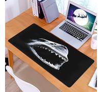 KDWJS Tappetino per mouse XXL Speed Gaming - 90x40 cm - XXL Mousepad - base antiscivolo - migliora la precisione e la velocità - Ritratto drammatico di uno squalo con denti mortali esposti su sfondo