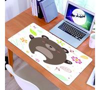 KDWJS Tappetino per mouse XXL Speed Gaming - 90x40 cm - XXL Mousepad - base antiscivolo - migliora la precisione e la velocità - Illustrazione di un orso su uno sfondo floreale. Immagine di un orsacc