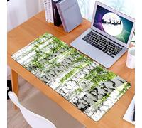 KDWJS Tappetino per mouse XXL Speed Gaming - 90x40 cm - XXL Mousepad - base antiscivolo - migliora la precisione e la velocità - Bosco, betulle nella foresta, fauna selvatica estiva, immagine a tema