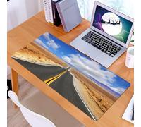KDWJS Tappetino per mouse XXL Speed Gaming - 90x40 cm - XXL Mousepad - base antiscivolo - migliora la precisione e la velocità - USA, autostrada nella steppa della California e nuvole strada asfaltat