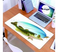 KDWJS Tappetino per mouse XXL Speed Gaming - 90x40 cm - XXL Mousepad - base antiscivolo - migliora la precisione e la velocità - Decorazione da pesca, il black bass cattura un morso negli spruzzi d'a