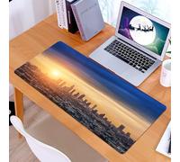 KDWJS Tappetino per mouse XXL Speed Gaming - 90x40 cm - XXL Mousepad - base antiscivolo - migliora la precisione e la velocità - Paesaggio urbano al tramonto, skyline della città al tramonto, promozi