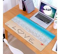 KDWJS Tappetino per mouse XXL Speed Gaming - 90x40 cm - XXL Mousepad - base antiscivolo - migliora la precisione e la velocità - amore scritto su una spiaggia tropicale