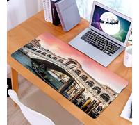 KDWJS Tappetino per mouse XXL Speed Gaming - 90x40 cm - XXL Mousepad - base antiscivolo - migliora la precisione e la velocità - Tramonto a Venezia, l'iconico ponte di Rialto e la gondola nel canale,