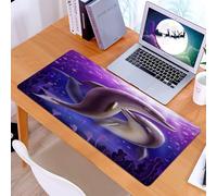 KDWJS Tappetino per mouse XXL Speed Gaming - 90x40 cm - XXL Mousepad - base antiscivolo - migliora la precisione e la velocità - Delfino, due delfini si intrecciano con grazia nell'oceano viola, emet