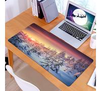 KDWJS Tappetino per mouse XXL Speed Gaming - 90x40 cm - XXL Mousepad - base antiscivolo - migliora la precisione e la velocità - Decorazioni invernali, paesaggio innevato nella luce cupa