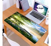 KDWJS Tappetino per mouse XXL Speed Gaming - 90x40 cm - XXL Mousepad - base antiscivolo - migliora la precisione e la velocità - La luce del sole filtra attraverso gli alberi fino ai moli di legno ne