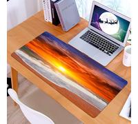 KDWJS Tappetino per mouse XXL Speed Gaming - 90x40 cm - XXL Mousepad - base antiscivolo - migliora la precisione e la velocità - Tramonto costiero, il sole che tramonta sotto l'orizzonte, proiettando