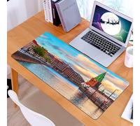 KDWJS Tappetino per mouse XXL Speed Gaming - 90x40 cm - XXL Mousepad - base antiscivolo - migliora la precisione e la velocità - Vista della città europea, pittoresco tramonto estivo da Copenaghen, D