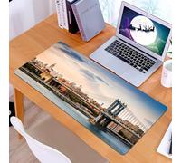 KDWJS Tappetino per mouse XXL Speed Gaming - 90x40 cm - XXL Mousepad - base antiscivolo - migliora la precisione e la velocità - New York City, il ponte di Manhattan e lo skyline di New York nei punt