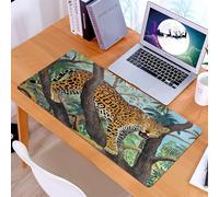 KDWJS Tappetino per mouse XXL Speed Gaming - 90x40 cm - XXL Mousepad - base antiscivolo - migliora la precisione e la velocità - animale, lo sguardo feroce del giaguaro e le sue pattuglie tra le fitt