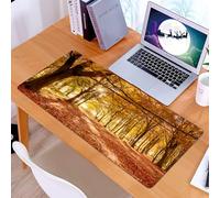 KDWJS Tappetino per mouse XXL Speed Gaming - 90x40 cm - XXL Mousepad - base antiscivolo - migliora la precisione e la velocità - Il suolo del bosco è ricoperto di foglie autunnali color arancione bri