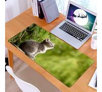KDWJS Tappetino per mouse XXL Speed Gaming - 90x40 cm - XXL Mousepad - base antiscivolo - migliora la precisione e la velocità - Animale, un gattino grigio seduto su una roccia, che fissa lo sfondo d
