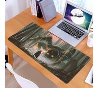 KDWJS Tappetino per mouse XXL Speed Gaming - 90x40 cm - XXL Mousepad - base antiscivolo - migliora la precisione e la velocità - giovane mago con bastone magico e creatura gigante che si guardano nel