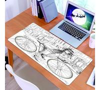 KDWJS Tappetino per mouse XXL Speed Gaming - 90x40 cm - XXL Mousepad - base antiscivolo - migliora la precisione e la velocità - Bicicletta, schizzo artistico, una ragazza che indossa una gomma da ma