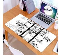 KDWJS Tappetino per mouse XXL Speed Gaming - 90x40 cm - XXL Mousepad - base antiscivolo - migliora la precisione e la velocità - Disegno di silhouette di bambù, motivo ripetuto di bambù in nero e gri